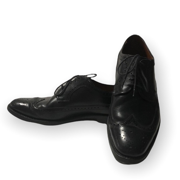 Allen Edmonds Solid Black Leiden Lace Up Shoes Mens Size 9 - Picture 1 of 16